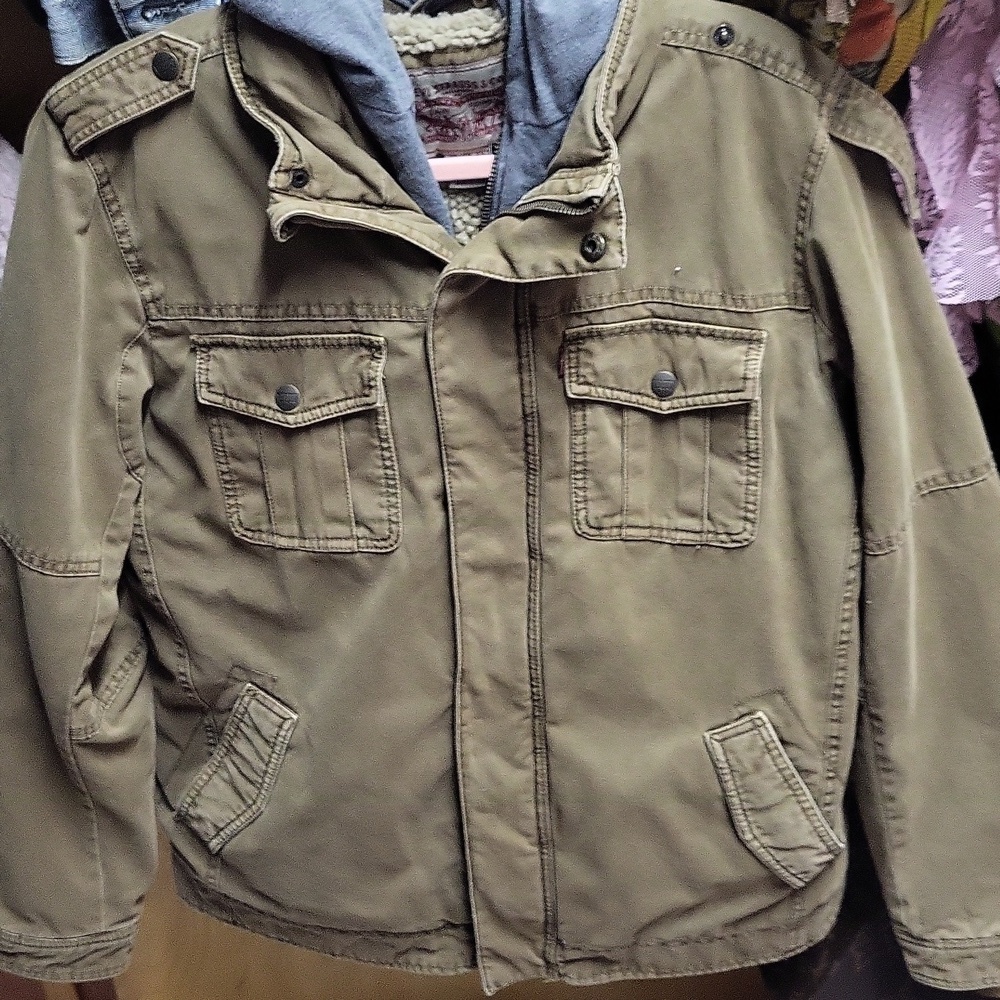Levis utility jacket XL Youth sized but will fit bigger Dark Khaki twill